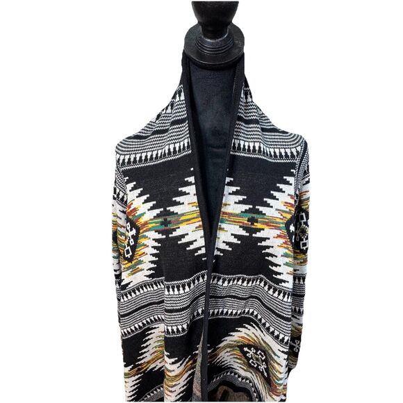 Ruff Hewn Woman Multicolor Asymmetrical Hem Southwestern Open Cardigan Size XL - Picture 2 of 9